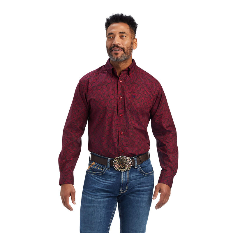 Ariat Hemden Herren - Nyles Classic Fit DunkelRot/Schwarz ( EJDZT-5793 )